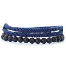 diffone 全新时尚男士手链套装可调节螺纹 6 毫米哑光石串手链手饰配套可堆叠手链 - 男士手鍊套裝 - 查看 7