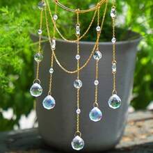 1pc Crystal Ball Prism, Moon Sun Catcher Crystal Rainbow Suncatcher Pendant Window Hanging Pendant Handmade Large Hanging Crystals Ornament For Garden Home Yard Christmas Hanging Decor-C - Apricot - View 11