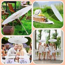 1pc 24-Inch White Paper Parasol Umbrella For Wedding, Party Favors, Summer Shade