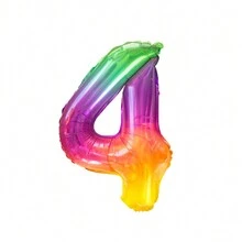 1個16英寸彩色數字4鋁箔氣球（隨機顏色）,生日派對裝飾用品 - 彩色 - 查看 1