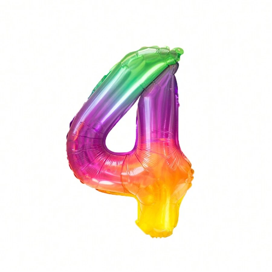 1個16英寸彩色數字4鋁箔氣球（隨機顏色）,生日派對裝飾用品 - 彩色 - 查看 1