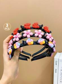 3pcs Sweet & Lovely Multicolor Braided Hairbands For Girls - Multicolor - View 5