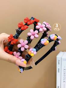 3pcs Sweet & Lovely Multicolor Braided Hairbands For Girls - Multicolor - View 4