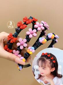3pcs Sweet & Lovely Multicolor Braided Hairbands For Girls - Multicolor - View 9