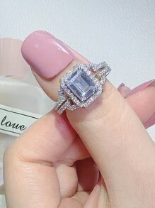 1pc Luxury & Elegant Women'S Ring, Ideal For Parties And Banquets, Great Gift For Valentine'S Day And Christmas R2101b - White - View 6