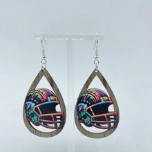 1對復古木製機車足球頭盔服裝及裝備球隊男女耳環飾品 - 彩色 - 查看 13