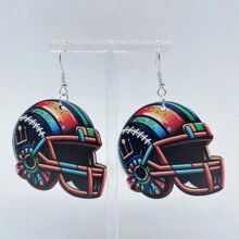 1對復古木製機車足球頭盔服裝及裝備球隊男女耳環飾品 - 彩色 - 查看 24