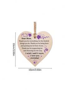 1 件送给妈妈的礼物，我每天爱你妈妈木制心形装饰标牌，木制吊坠牌匾标牌温馨礼物，适用于家居装饰、家居装饰、房间装饰、墙壁装饰 - 彩色 - 查看 2