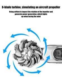 汽車前格柵燈,風力供電且無需電池 - 銀色 - 查看 4