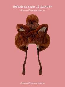 1入 獐狐耳毛絨帽女,耳瓣& 厚實針織冬季無邊帽,保暖 - 彩色 - 查看 9