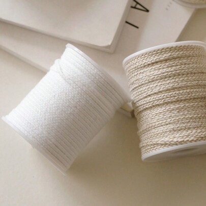 50m/Roll Cylindrical Paper Fiber Candle Wick With Various Styles, Smokeless Candle Making Tool