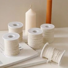 50m/Roll Cylindrical Paper Fiber Candle Wick With Various Styles, Smokeless Candle Making Tool