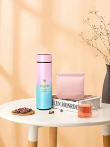 2入組/套智慧型不銹鋼保溫水瓶+口紅收納袋組合 - 漸層粉紅色 - 查看 1