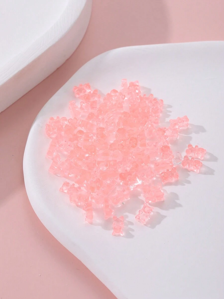 50入組指甲藝術可愛的迷你熊樹脂吊飾4x7mm多色熊形指甲diy 3d貼花石頭,用於指甲裝飾 - 杏色 - 查看 1