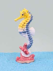 1pc Random Color Resin Crafted Seahorse Aquarium Decor, Realistic Marine Animal Model For Fish Tank Ornament - Multicolor - View 2