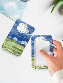 1個創意卡通校園卡片收納夾,帶有彈性帶,適合餐卡、公車卡、工作證等使用 - 白色 - 查看 4