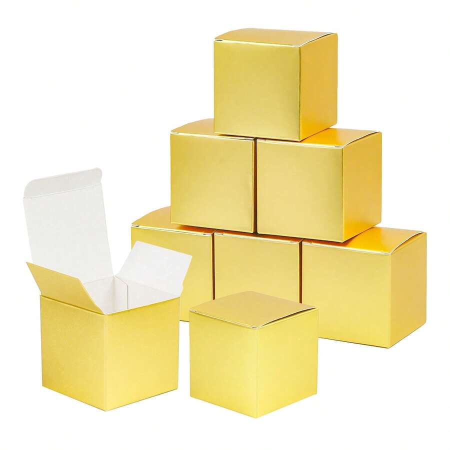 1套/30入金色小方盒子禮物盒子,方形收納diy禮物包裝材料適用於禮品 - 金色 - 查看 1