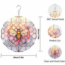 1個蜜蜂風紡3d金屬掛飾昆蟲蜜蜂風紡庭院藝術蜜蜂花園裝飾春季裝飾漸變色花園旋轉器禮品工藝品裝飾動力學懸掛風扇,室內外窗戶裝飾 - 蜜蜂2 - 查看 2