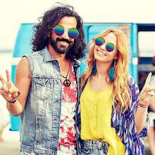 3入組嬉皮士服裝套裝,男女嬉皮裝飾60年代配件,1970年代化裝搭配嬉皮眼鏡,和平符號項鍊,適用于女孩男孩成人兒童嬉皮節奏派對裝飾 - 彩色 - 查看 6