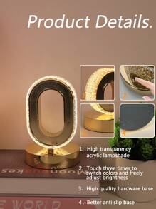 1 件迷你可充電 3 色 Led 跑道檯燈適用於臥室、書房、酒吧 - 彩色 - 查看 6