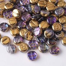 60 顆 10 毫米水晶玻璃扁平圓形數位珠電鍍,適合 Diy 珠寶製作和手鍊/項鍊裝飾 - 數字珠混(60pcs) - 查看 15