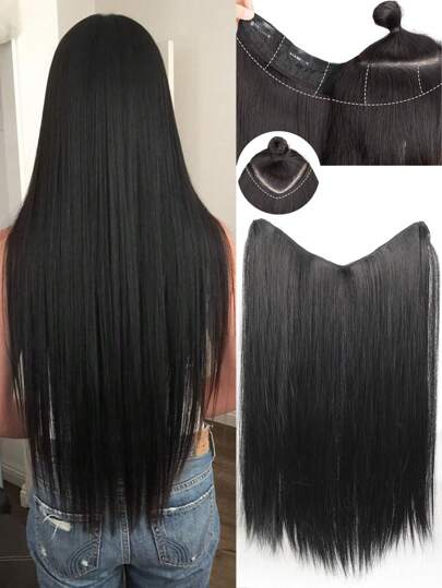 Synthetic 4 Clip In Hair Extensions V-Shaped Long Straight Hairstyle Hairpiece Black Brown Blonde 40/50/60CM Natural Wig For Women