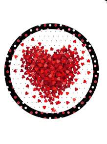 1入組木製印花心型裝飾牌,情人節適用於客廳,臥室,室外場景 - 彩色 - 查看 1