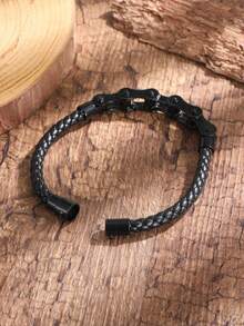 1 PC Hip Hop Street Fashion Cowhide Bracelet Personalized Bicycle Chain Bracelet - Black - View 4