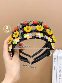 3 Piezas Aro De Pelo Trenzado Dulce Y Lindo Para Niñas En Multicolor