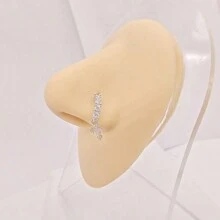 1pc Diamond Inlaid Round & Cross Shape Zirconia Cross Pendant Nose Stud / Nose Ring Suitable For Women's Daily Wear - cross shape - View 2