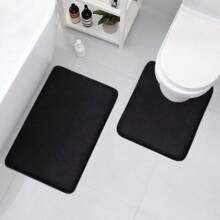 1pc Simple Soft Memory Foam Non-Slip Bath Mat For Bathroom Home Bathroom Decor Bath Rug Floor Carpet Outdoor Rug Door Mat Fall Decor Bathroom Accessories Back To School Entryway Decor - Black - View 4