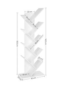 VASAGLE 8 Tier Bookcase, Bookcase, Tree Shaped Storage Unit, Living Room, Office, Bedroom, White - White - View 9