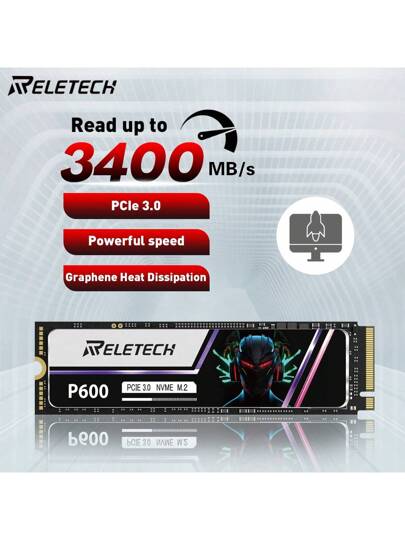 メモリー Reletech P600 2TB NVMe SSD Reletech 1個 M.2 SSD NVMe PCIe Gen3.0x4 ソリッドステート