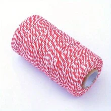 100米/3937英寸DIY繩索線手織線衣物禮品包裝繩配件縫紉線 - 紅白色 - 查看 5