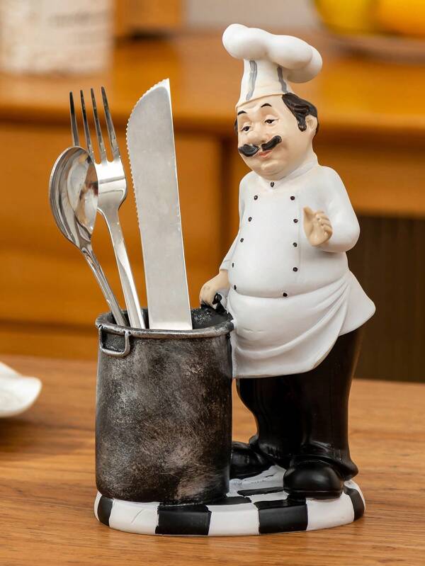 1pc Chef Shaped Tableware Holder, Can Hold Knives, Forks, Spoons, Suitable For Festival Party Decoration, Restaurant Kitchen Table Decoration Birthday