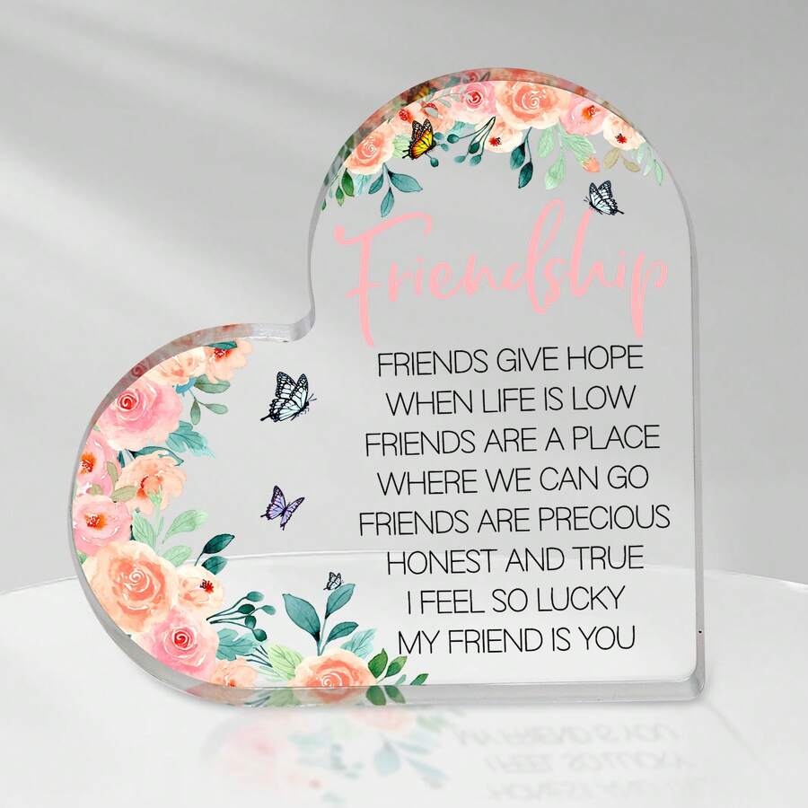 1入透明亞克力心形牌匾,女性友誼的禮物,太陽花禮物女士友誼銘牌,送姐妹生日婚禮感謝禮物,亞克力製品友誼,有趣的禮物,最好的溫馨禮物想法,創意美學家居辦公室裝飾禮物,桌上裝飾,紀念禮物,理想的精緻禮物,藝術工藝裝飾品,新居禮物,式亞克力紀念品禮物,感激禮物,桌上裝飾標誌/銘牌 - 彩色 - 查看 1