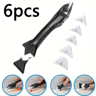 Rascador De Silicona 7 En 1, Herramienta Para Calafatear, Herramienta Para Alisar Sellador, Herramienta Para Raspar Pegamento Envejecido