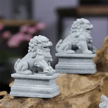 1pair/2pcs Simulated Northern Lion Decoration, Made Of Sandstone, For Home Decoration Or Aquarium Landscape In Zen Tea Room, Study Or Garden - Light Grey - View 1