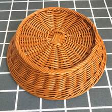 1 Pc Round Bread Display Baskets Round Woven Basket Serving Storage Bowls For Bread Candy Fruit Vegetable - Brown - View 4