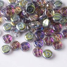 60 顆 10 毫米水晶玻璃扁平圓形數位珠電鍍,適合 Diy 珠寶製作和手鍊/項鍊裝飾 - 數字珠混(60pcs) - 查看 8