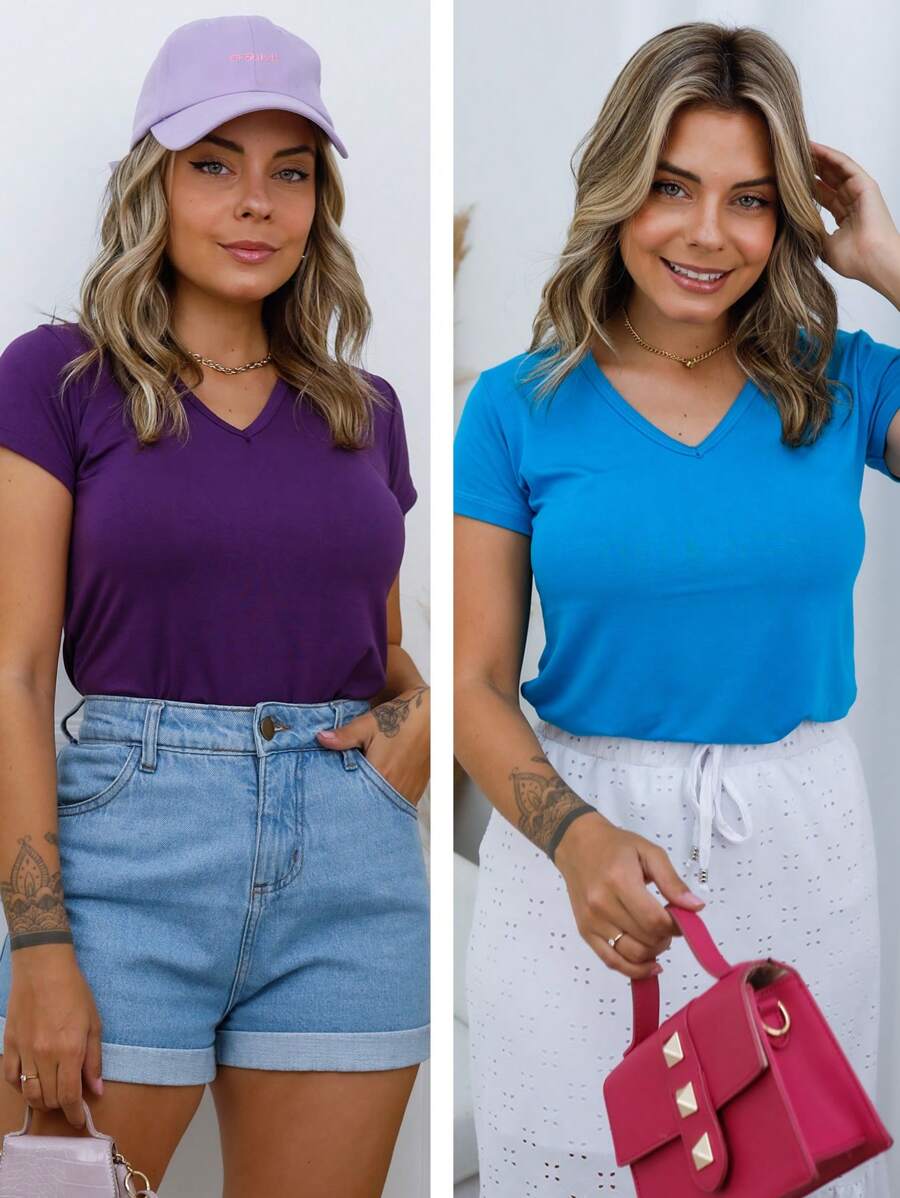 Women T-Shirts - TURQUESA/UVA - Xem 1