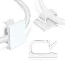 60pcs Adhesive Cable Clips,For Cable Management Under Desk, Car, TV PC,The Wall,  Lights, Dash Cam, Ethernet, Electric Wires - White - View 1