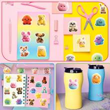 50 件毛絨動物貼紙,卡通動物貼紙,適用於水瓶、剪貼簿、行李、筆記型電腦、滑板、可愛動物乙烯基防水貼紙,適合女孩男孩青少年 - 彩色 - 查看 7