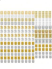 200 piezas Juego de anillos de aluminio para trenzar el cabello, Kit de accesorios para el cabello DIY, Pasadores para el cabello, Pinzas para el cabello, Artículos escolares - Plateado - Ver 1