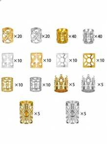 200 piezas Juego de anillos de aluminio para trenzar el cabello, Kit de accesorios para el cabello DIY, Pasadores para el cabello, Pinzas para el cabello, Artículos escolares - Plateado - Ver 5