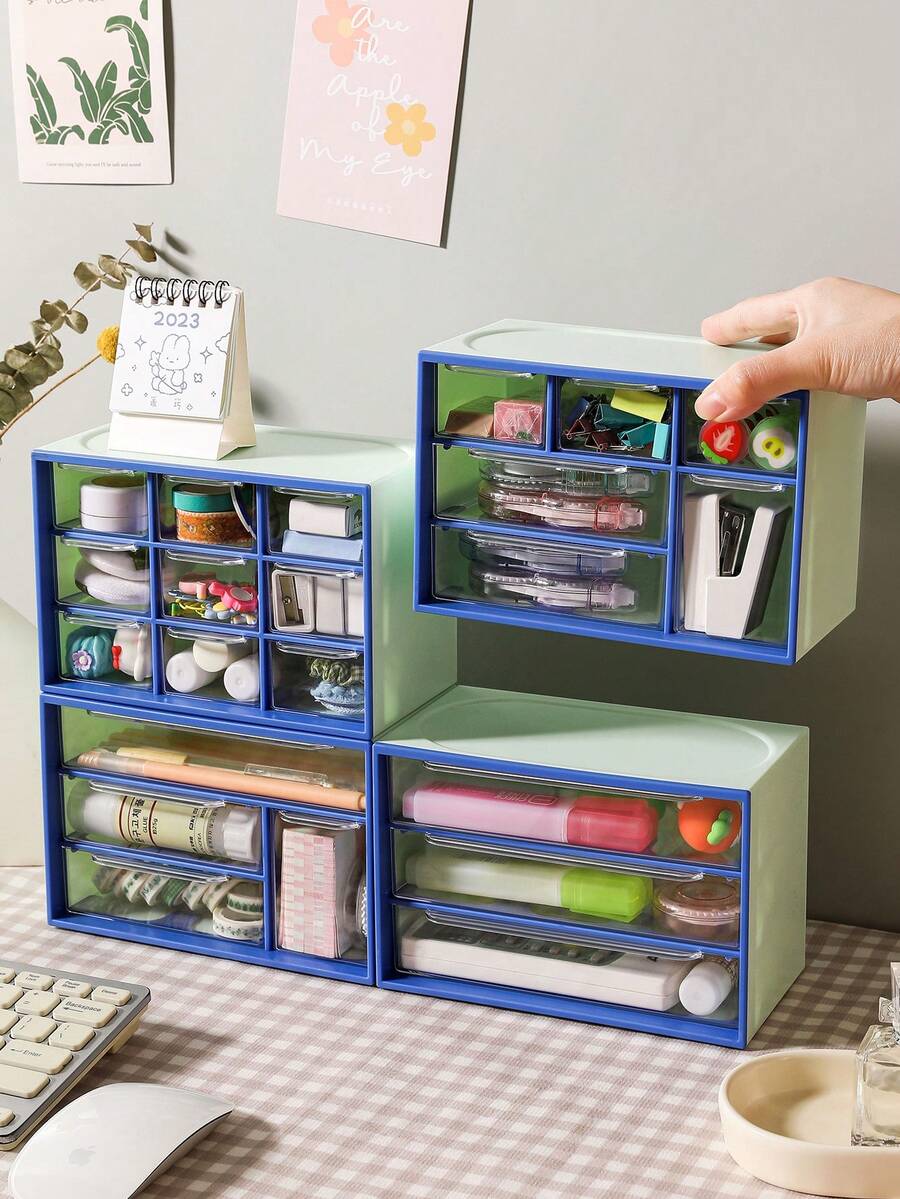 1 Pieza Caja De Almacenamiento Con Estilo De Cajón De Tres Rejillas De Pp - Burdeos - Ver 1