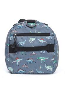 1個帶卡通圖案印花的大容量輕便旅行袋,使用聚酯zip閉鎖,男女適用,在旅行、健身和露營場所使用。可用於運動、學校、假期,過夜袋 - 灰色 - 查看 3