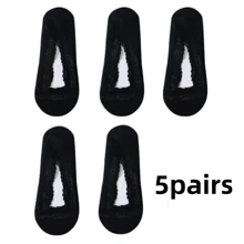 Sports Outdoor 5 Pairs Solid Lace No Show Socks, Breathable Invisible Non-Slip Low Cut Ankle Socks,Girls Lace Trim Boat Socks, Comfortable Breathable Socks,Women's Socks,Suitable For Light Shoes,High-Heeled Shoes