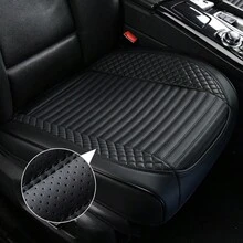 1入通用汽車座椅套,透氣納帕皮革防滑墊汽車座椅墊前座套,車內配件 - 黑色 - 查看 7