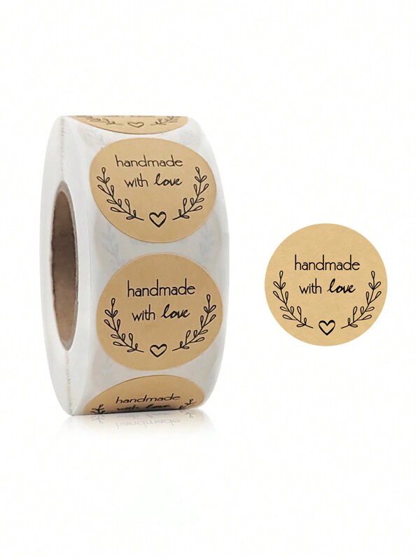 500pcs/rolo Etiqueta Circular De 1 Polegada 'feito À Mão Com Amor' Para Decoração De Presente